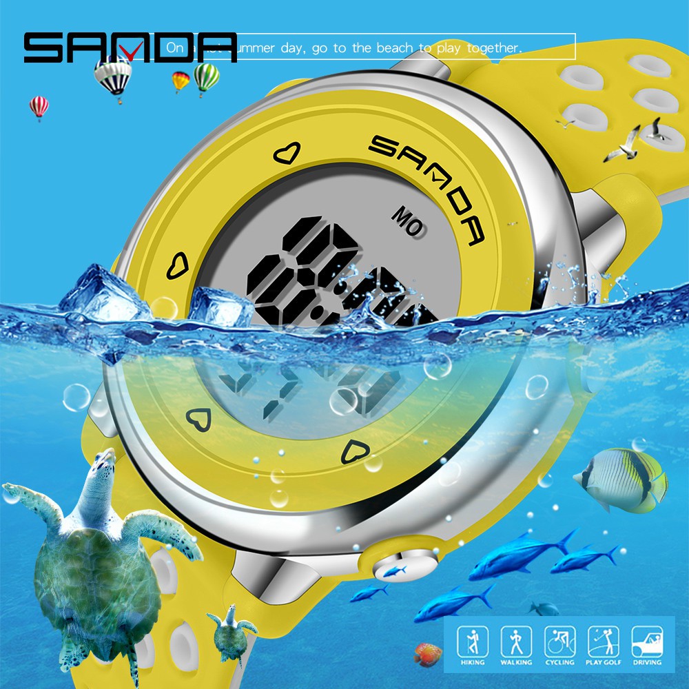 Đồng hồ kỹ thuật số SANDA 2008 màn hình LED chống nước nhiều màu sắc dành cho bé trai gái | BigBuy360 - bigbuy360.vn