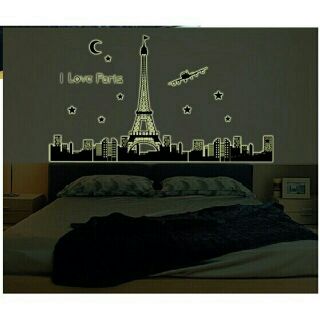 Decal dán tường thành phố Paris (có dạ quang)