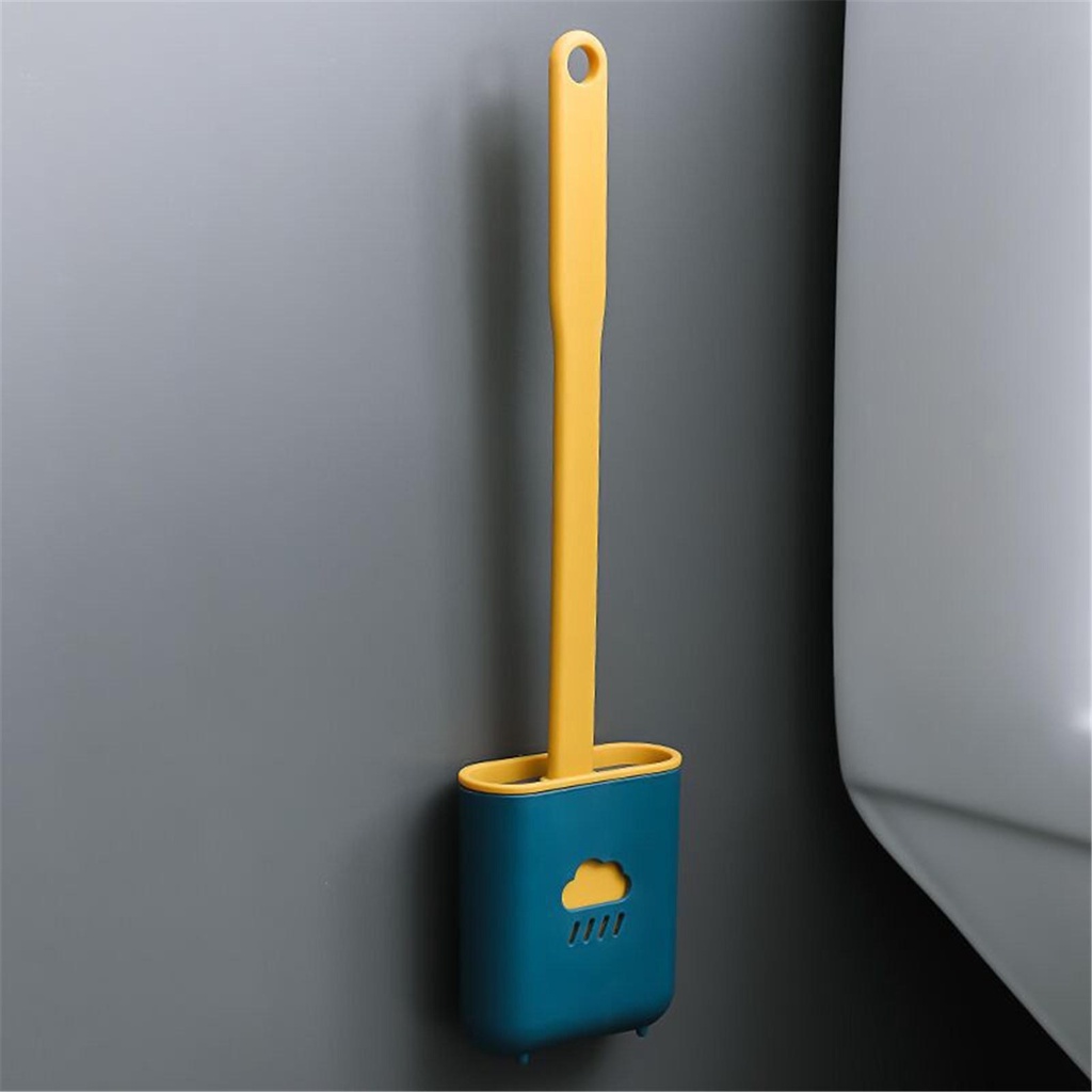 PISTA Bàn Chải Cọ Bồn Cầu Bằng Silicone Cán Dài Linh Hoạt