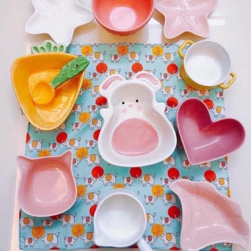 Bát Sứ Ăn Dặm Hình Thú Ngộ Ngĩnh,Bát Sứ ADKN Thỏ,Cà rốt Cute
