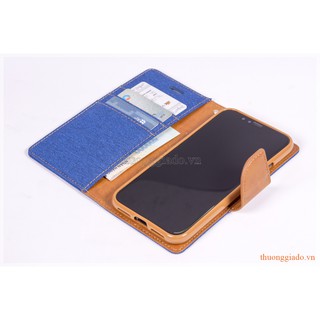 Bao da iPhone X (5.8"), Hiệu GOOSPERY, CANVAS DIARY (bề mặt bọc vải)