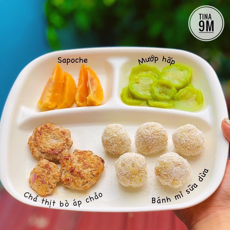 Khay nhựa ăn dặm Inomata nội địa Nhật cao cấp hình chữ nhật đựng thức ăn cho bé SAMI KIDS
