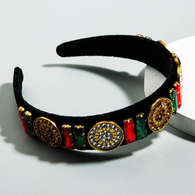 Flgo Băng Đô Đính Đá Pha Lê Đồng Xu Vàng Phong Cách Baroque Cổ Điển