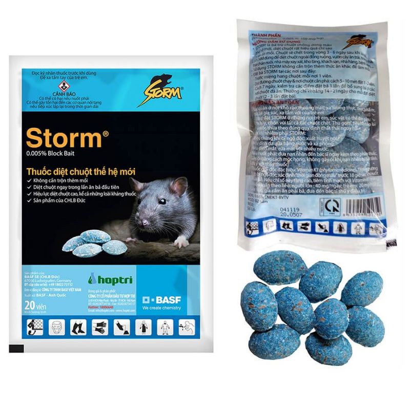 Thuốc diệt chuột Storm (Gói 4 viên, 10 viên hoặc gói 20 viên)