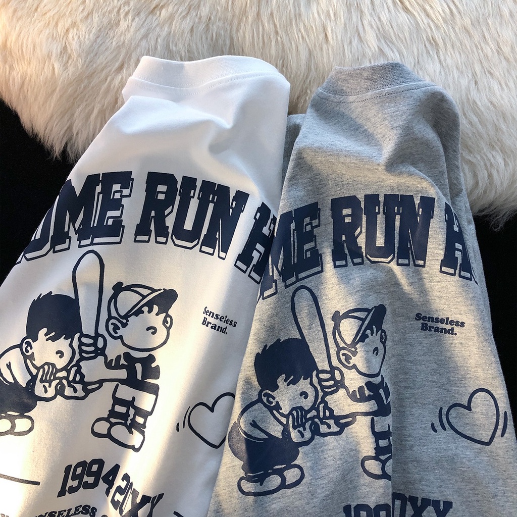 NRVP Áo Thun Mùa Hè Tay Cộc Oversize In Họa Tiết Phong Cách Hàn Quốc Cho Nam / Nữ