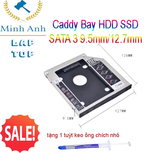 (Chuyển Dvd=&gt;HDD) caddy bay dành cho laptop dày 12.7mm - Mỏng 9.5mm