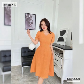 Đầm cổ V eo đính nút BEMINE MT5448CAM
