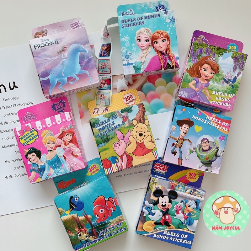 Miếng Dán Sticker / Stickers Nhũ Hoạt Hình kèm lời khen cho bé siêu đẹp