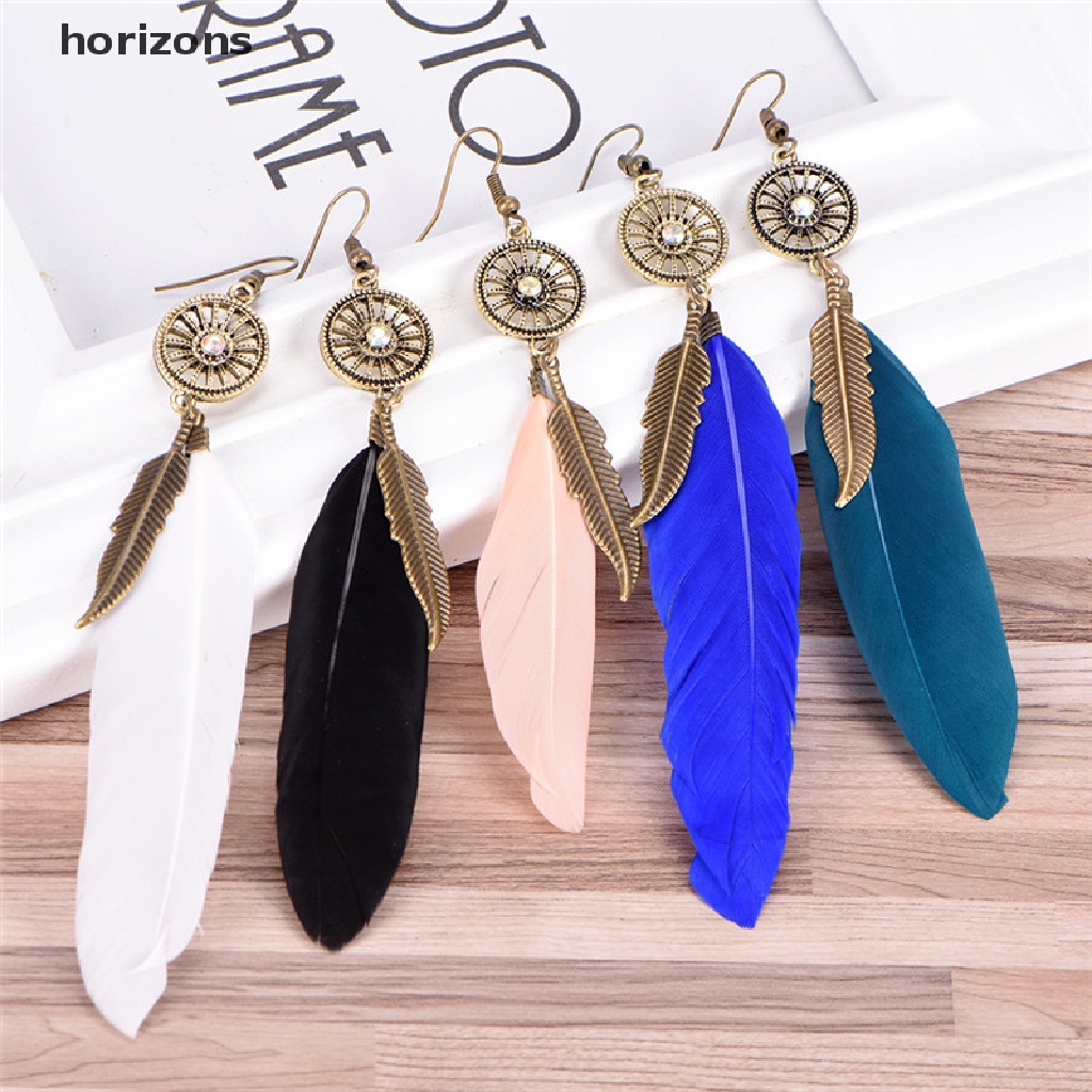 Bông Tai Hình Lông Vũ Tua Rua Phong Cách Bohemian Dành Cho Nữ