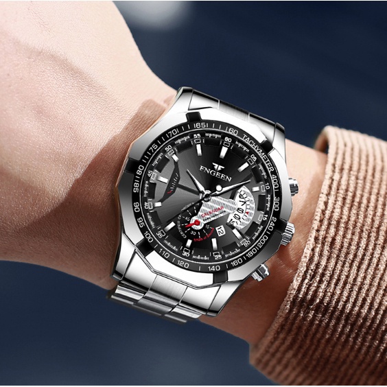 Đồng hồ đeo tay FNGEEN S001 bộ máy quartz dây đeo bằng thép không gỉ thời trang