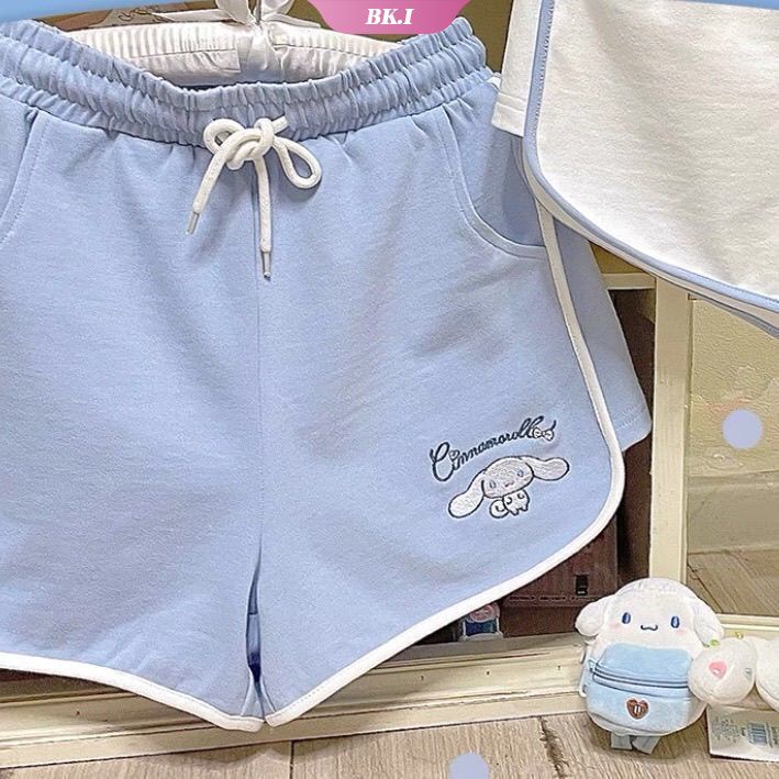 SANRIO Quần Short Thể Thao Lưng Cao Co Giãn In Họa Tiết Hoạt Hình Kuromi Dễ Thương Phong Cách Hàn Quốc Cho Nữ Y2k
