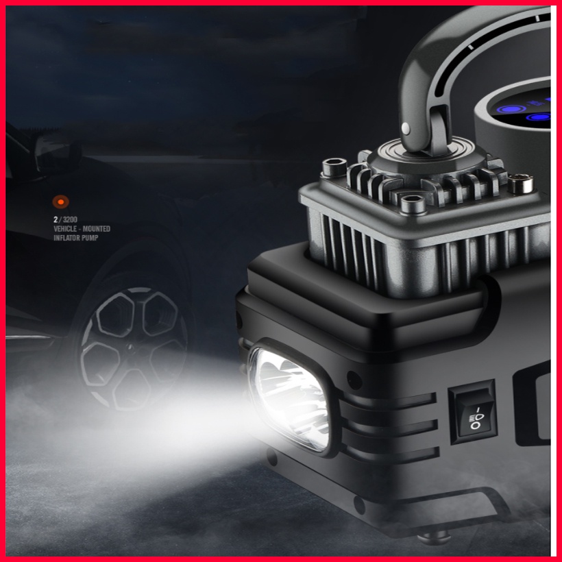 Bơm Ô Tô 2 Piston Xylanh AIR COMPRESSOR Công Suất Lớn Siêu Khỏe Siêu Nhanh - Máy Bơm Lốp Xe Hơi 12v - BH 9 tháng