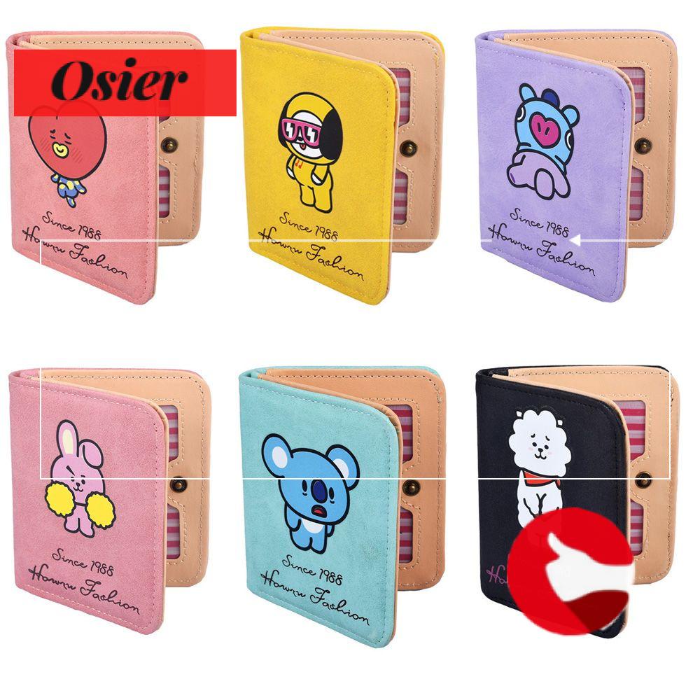 Ví đựng tiền xu thẻ tai nghe da PU in họa tiết BTS BT21 hoạt hình mini thời trang dành cho nữ