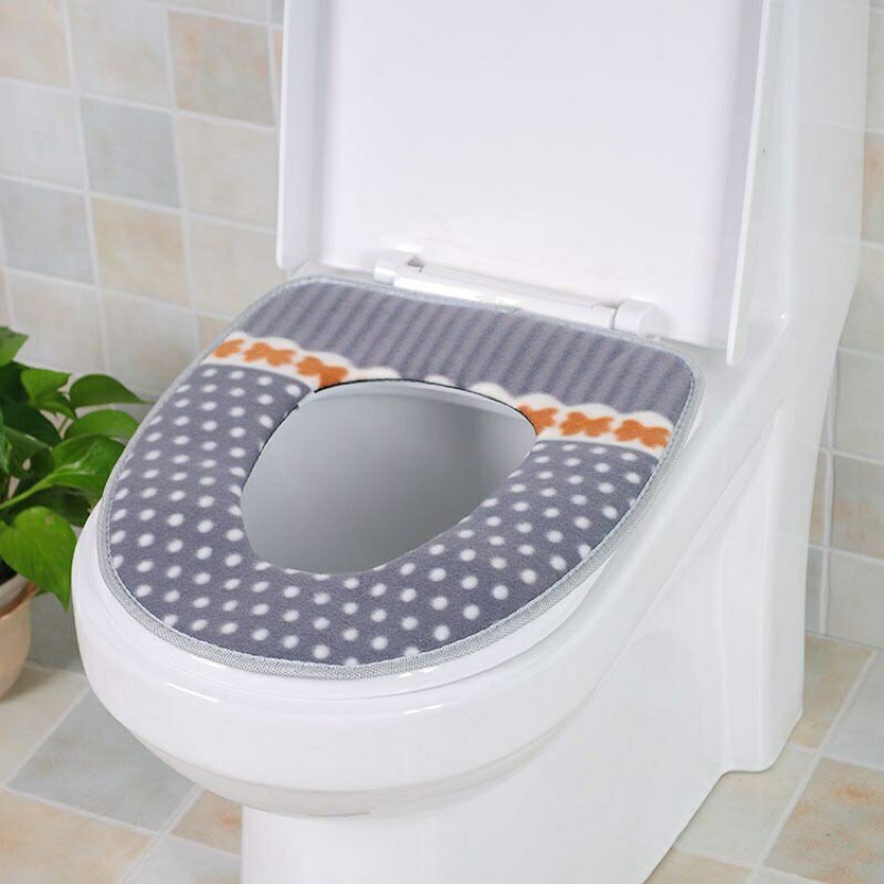 Lót Nỉ Bồn Cầu Tròn - Lót Bệt Toilet Chống Lạnh - Bọc Ghế Toilet Mùa Đông (Giao Ngẫu Nhiên)