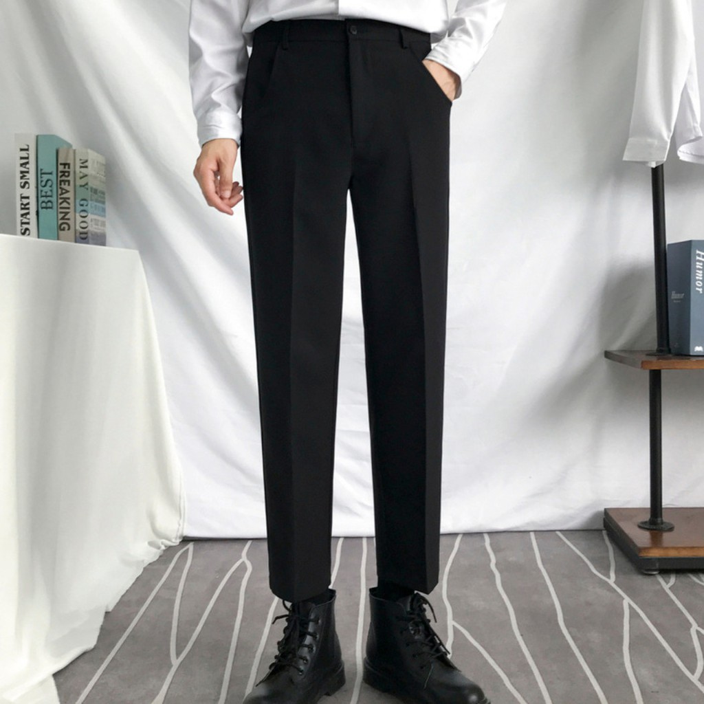 [[ Nhìn Là Mê ]]   Quần Tây Baggy Nam Màu Đen Ống Rộng Phong Cách Hàn Quốc Vải Co Giãn, Không Xù  T-05 | BigBuy360 - bigbuy360.vn