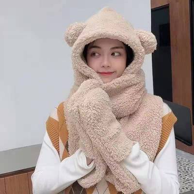 XPK446 HÀNG LOẠI 1 Mũ bông cừu tai gấu kèm khăn quàng cổ và găng tay phụ kiện thời trang Hàn Quốc