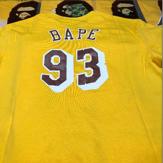 Áo thun cotton tay ngắn cổ tròn thêu họa tiết bóng rổ BAPE thời trang