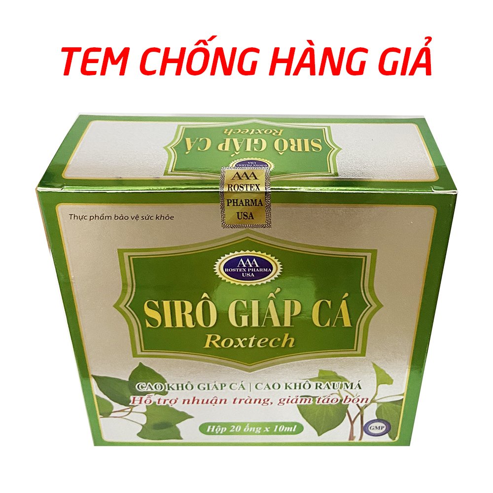 Siro cao diếp cá, cao rau má giúp nhuận tràng, giảm táo bón cho bé - 20 ống [Siro Giấp Cá Roxtech]