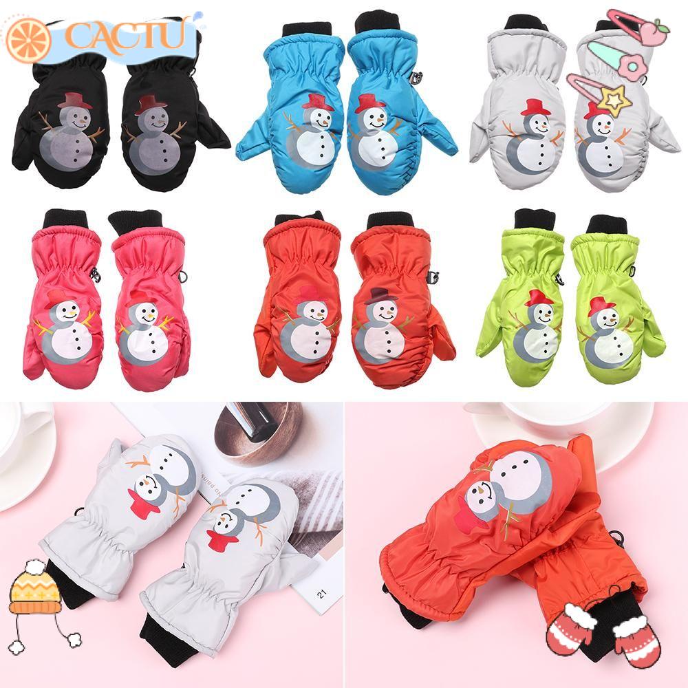 Găng Tay Trượt Tuyết Vải Nhung Dày Chống Trượt Chống Thấm Nước Cho Bé 0-5 Tuổi