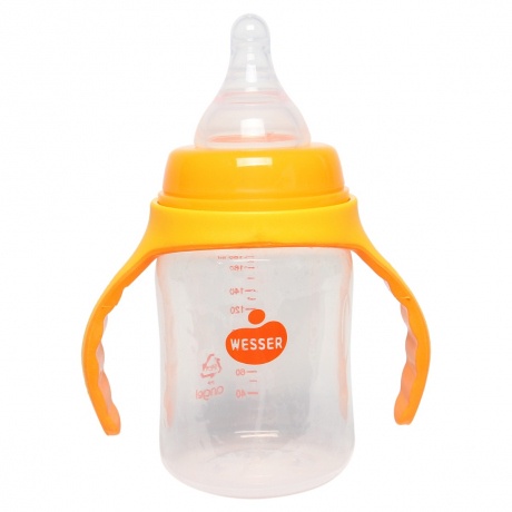Bình sữa cổ rộng có tay cầm - 180ml PP Wesser