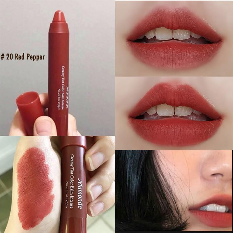 Son Bút Chì Siêu Lì Mamonde Creamy Tint Color Balm Intense Màu #20 Cam Cháy