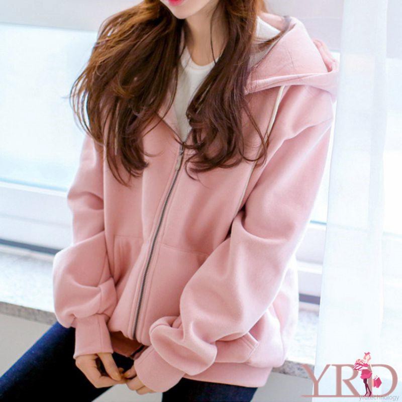 Áo Hoodie có khóa kéo ấm áp thời trang cho nữ