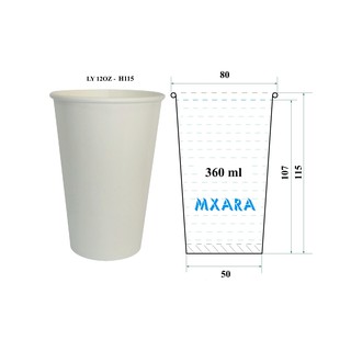 200 Ly giấy 14oz + nắp bằng nhựa dẻo trong Mxara