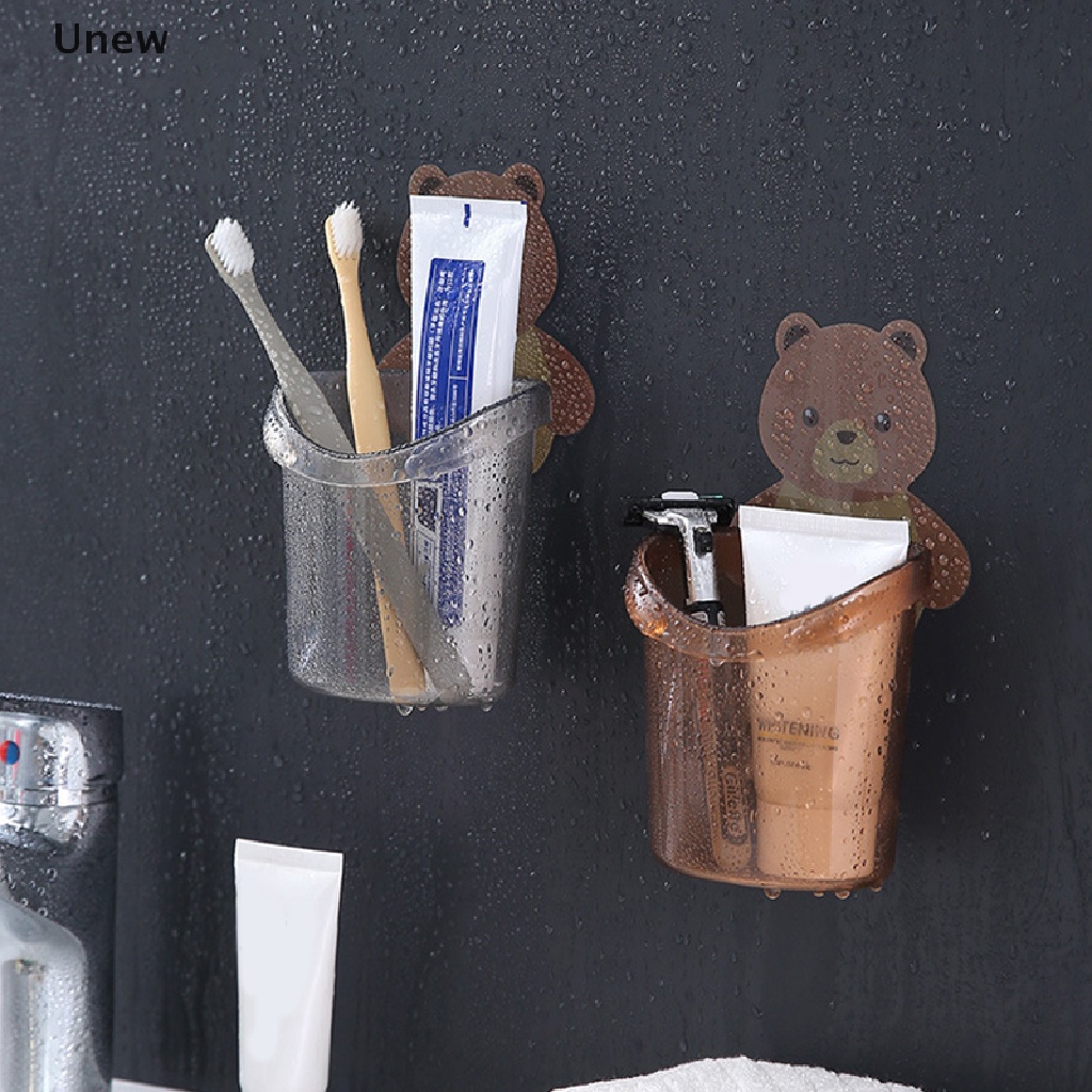 【Unew】 Bathroom Toothbrush Holder Toothpaste Storage Rack Wall Mount Toothbrush Stand .