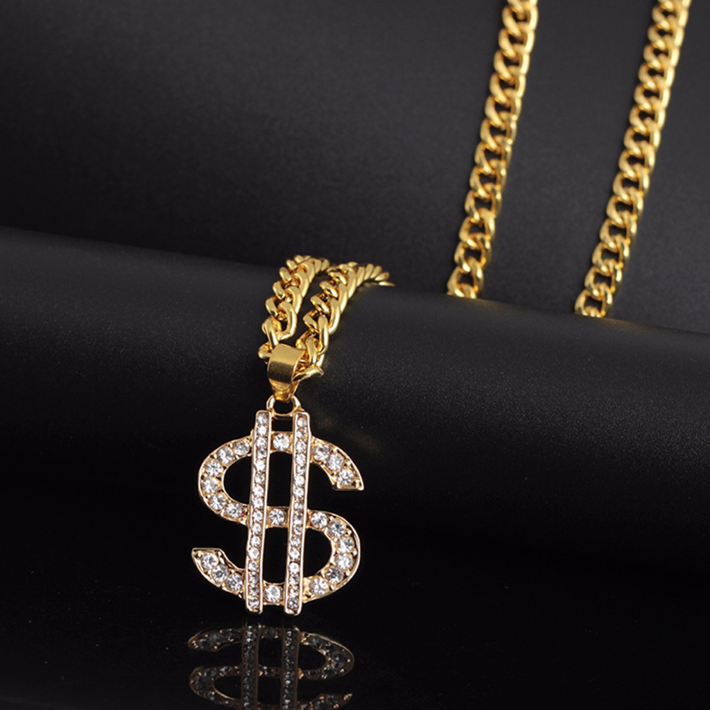Vòng cổ Gắn Mặt Hình Kí Hiệu Đô La Lấp Lánh Phong Cách Hip Hop Cho Nam