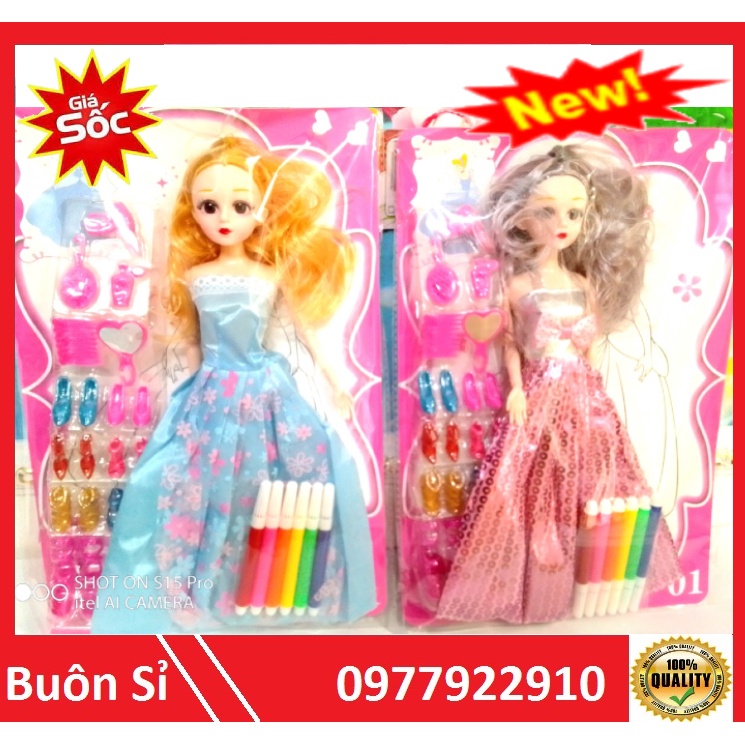 Búp bê barbie thời trang - kèm bộ sưu tập giày [Tặng 6 màu nước tô tranh]
