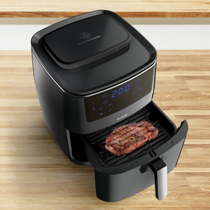 [Hàng Pháp] Nồi chiên không dầu kiêm hấp, nướng TEFAL FW2018 Easy Fry Grill &amp; Steam 3-in-1 (màu đen - 6,2L)