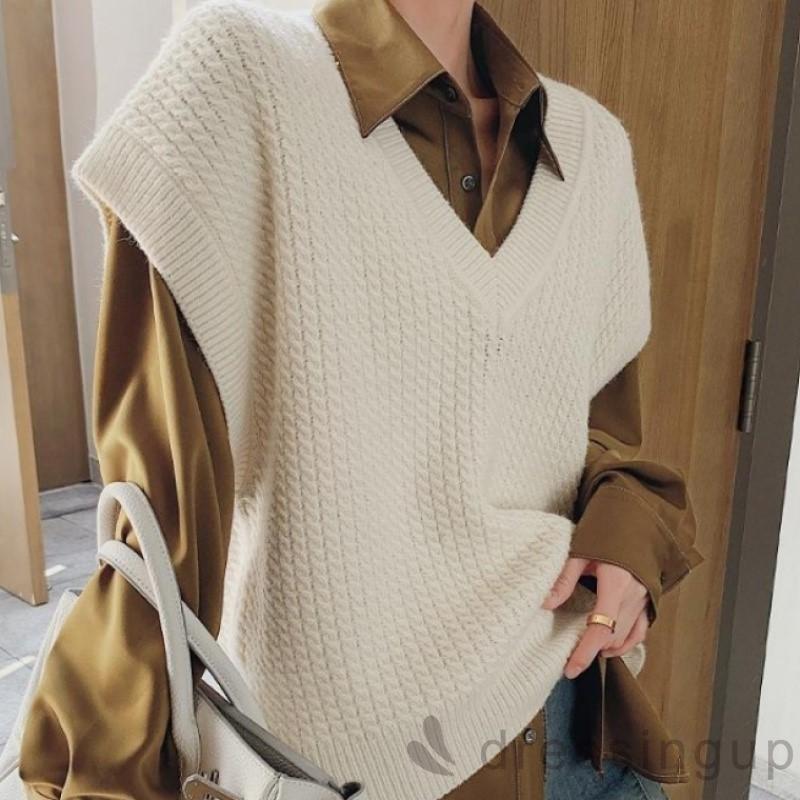 Áo Dệt Kim Không Tay Dáng Rộng Màu Trơn Kiểu Dáng Đơn Giản Trẻ Trung Cho Nữ | BigBuy360 - bigbuy360.vn