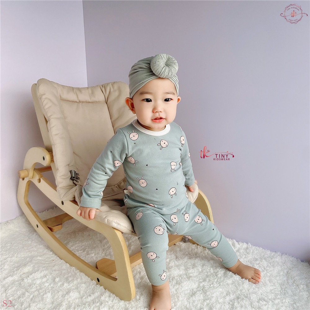 Bộ đồ dài tay thu đông chất cotton giữ nhiệt hình Thỏ cho bé từ 5-13kg [S2]