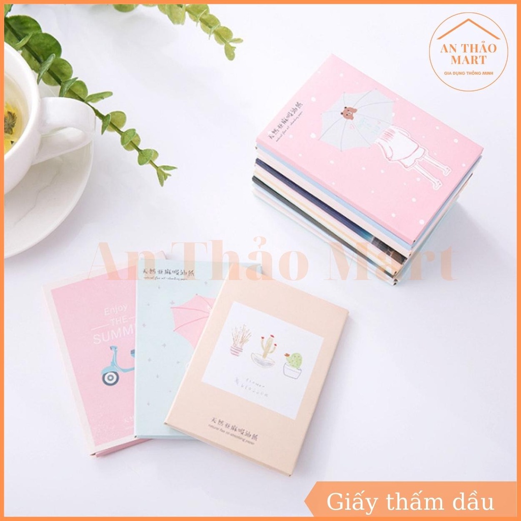 Gói 50 Tờ Giấy Thấm Dầu Da Mặt Loại Bỏ Dầu Nhờn Thừa Trên Da
