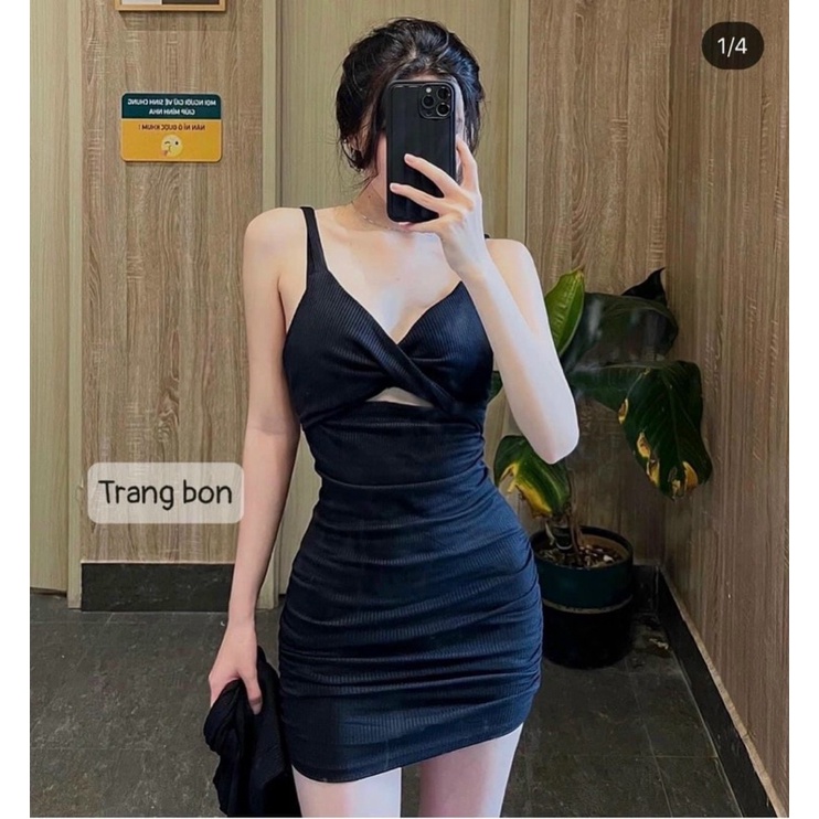 SET ĐẦM BODY HAI DÂY XOẮN NGỰC HỞ KÈM KHOÁC