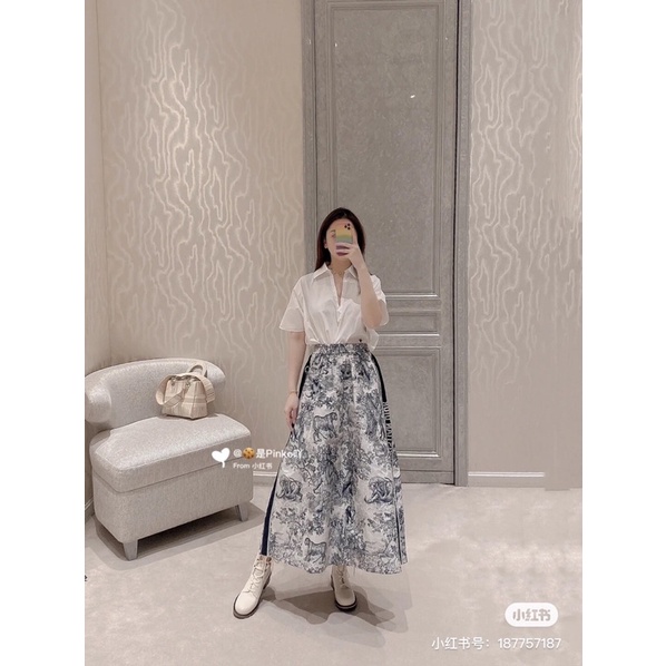 Chân váy dài dáng xoè vải jacquard mẫu mới Dior CD cao cấp chân váy thời trang nữ phối đồ phong cach