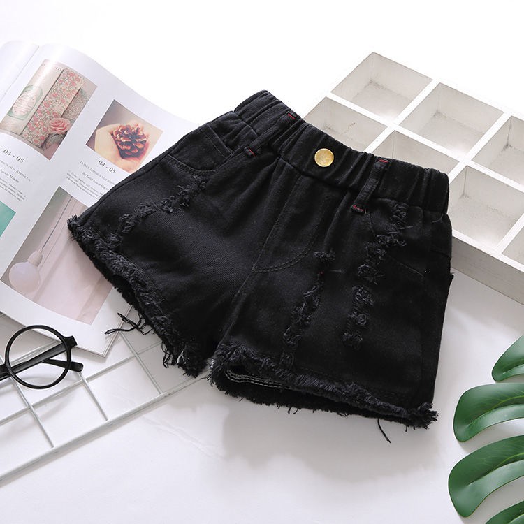 Quần short denim màu trắng đen phong cách Hàn Quốc cho bé gái