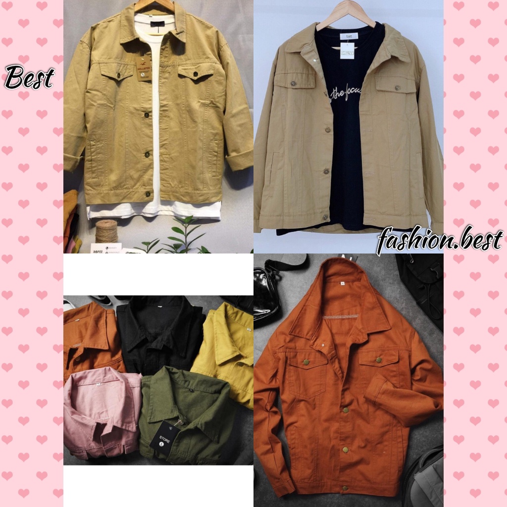 Áo khoác Kaki JEAN Basic from rộng Unisex  Ulzzang Hàn Quốc.BEST