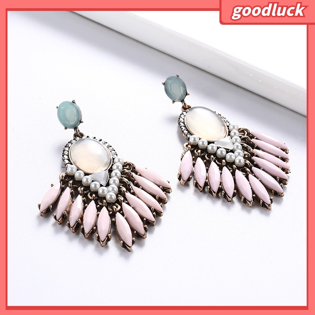 ps/Baroque Women Rhinestone Inlaid Geometric Dangle Ear Stud Earrings Party Jewelry