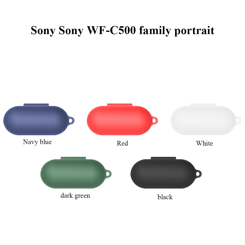 Vỏ Bảo Vệ Hộp Sạc Tai Nghe Sony WF-C500 TWS Bằng Silicon Mềm Màu Trơn Chống Rơi Kèm Móc