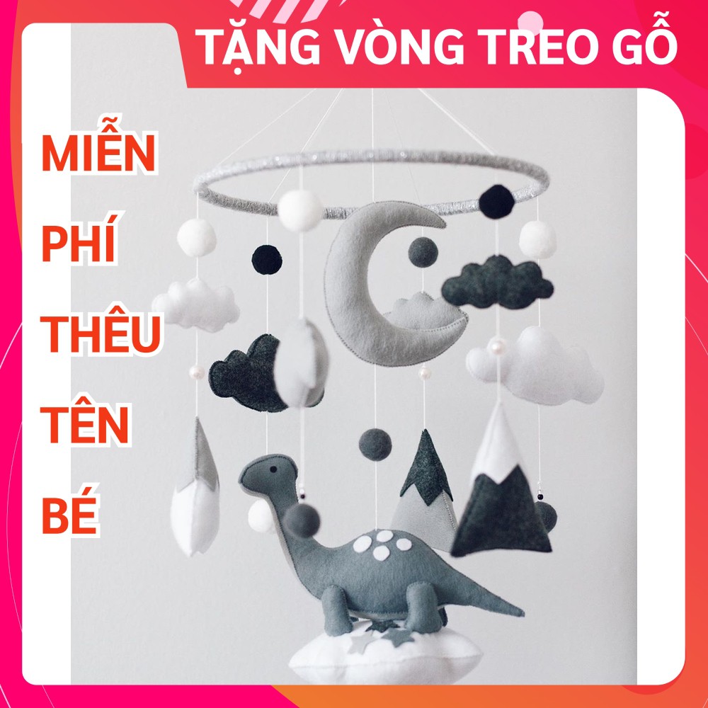 Đồ chơi treo nôi cũi cho bé kích thích thị giác Coco Kids, tự xoay và phát nhạc mẫu KHỦNG LONG 6