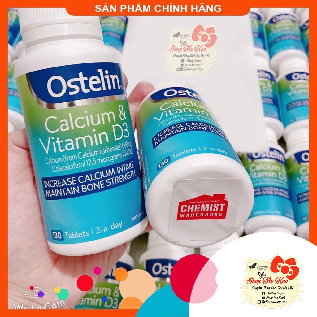 {Đủ bill + Date 2026) Ostelin Canci & Vitamin D3 130 viên - 300 Viên Của Úc