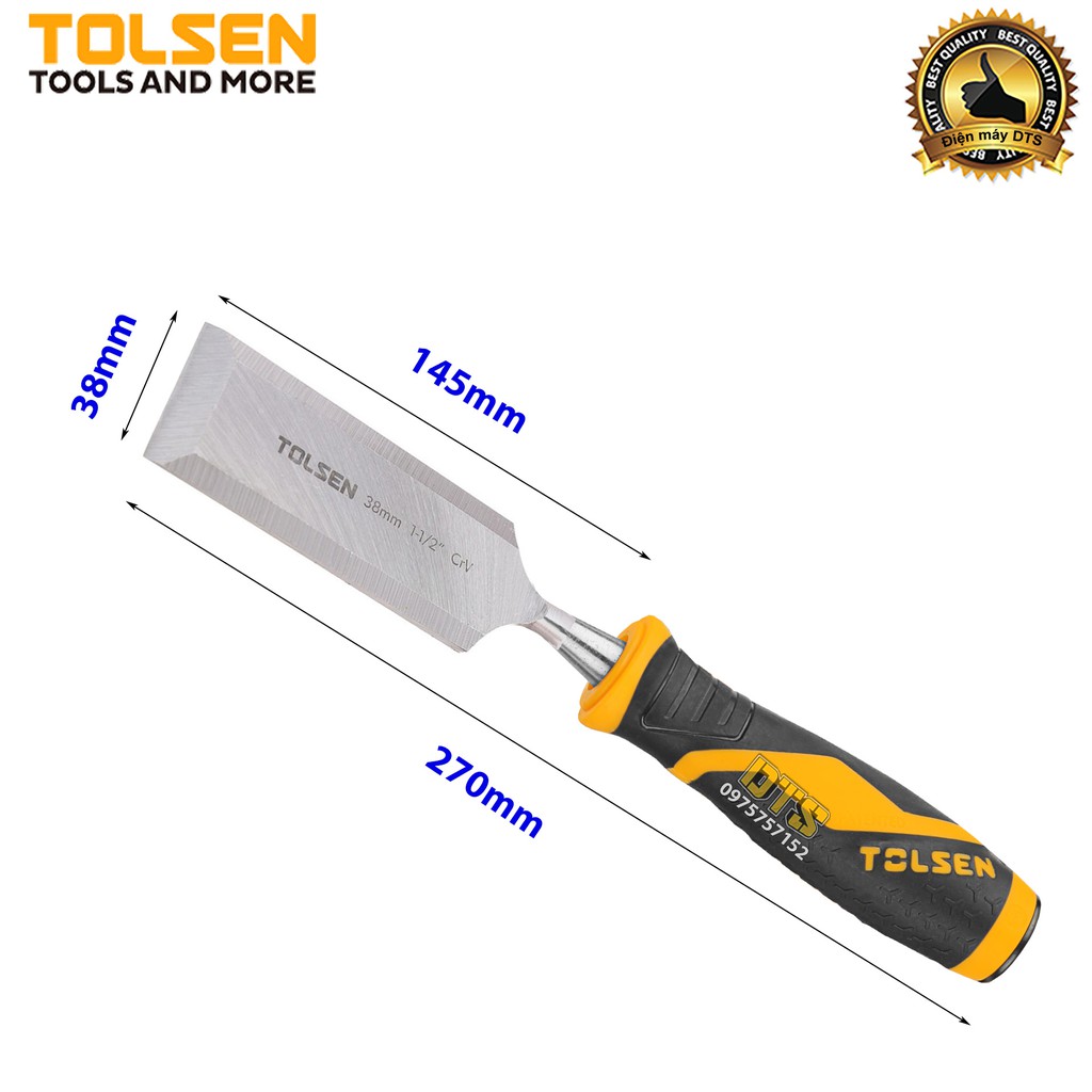 Đục gỗ mũi dẹt cầm tay chuẩn công nghiệp TOLSEN 38mm (1-1/2 inch) - Tiêu chuẩn xuất khẩu Châu Âu