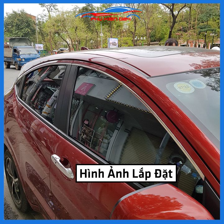 Bộ nẹp viền chân kính cong kính Honda HRV, HR-V 2018-2019-2020-2021 Inox sáng bóng chuẩn form xe