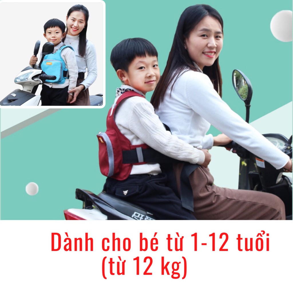 Đai đi xe máy cho bé 1/2/3/4/5 tuổi, đai xe máy bé ngồi trước/ngồi sau