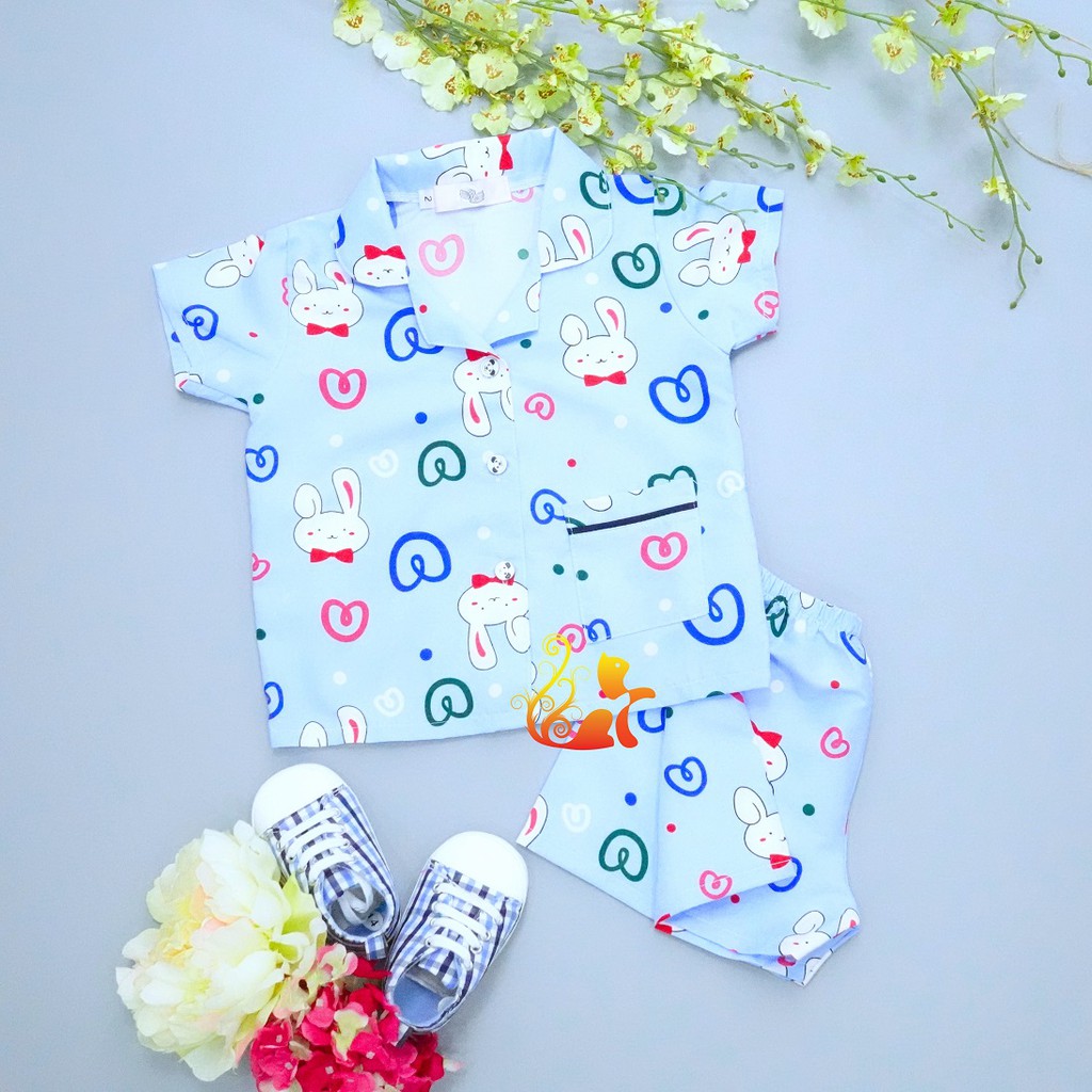 Đồ bộ mặc nhà Pijama Kate Thái - &quot;Thỏ - Tim &quot; - Cho Bé 8kg - 38kg