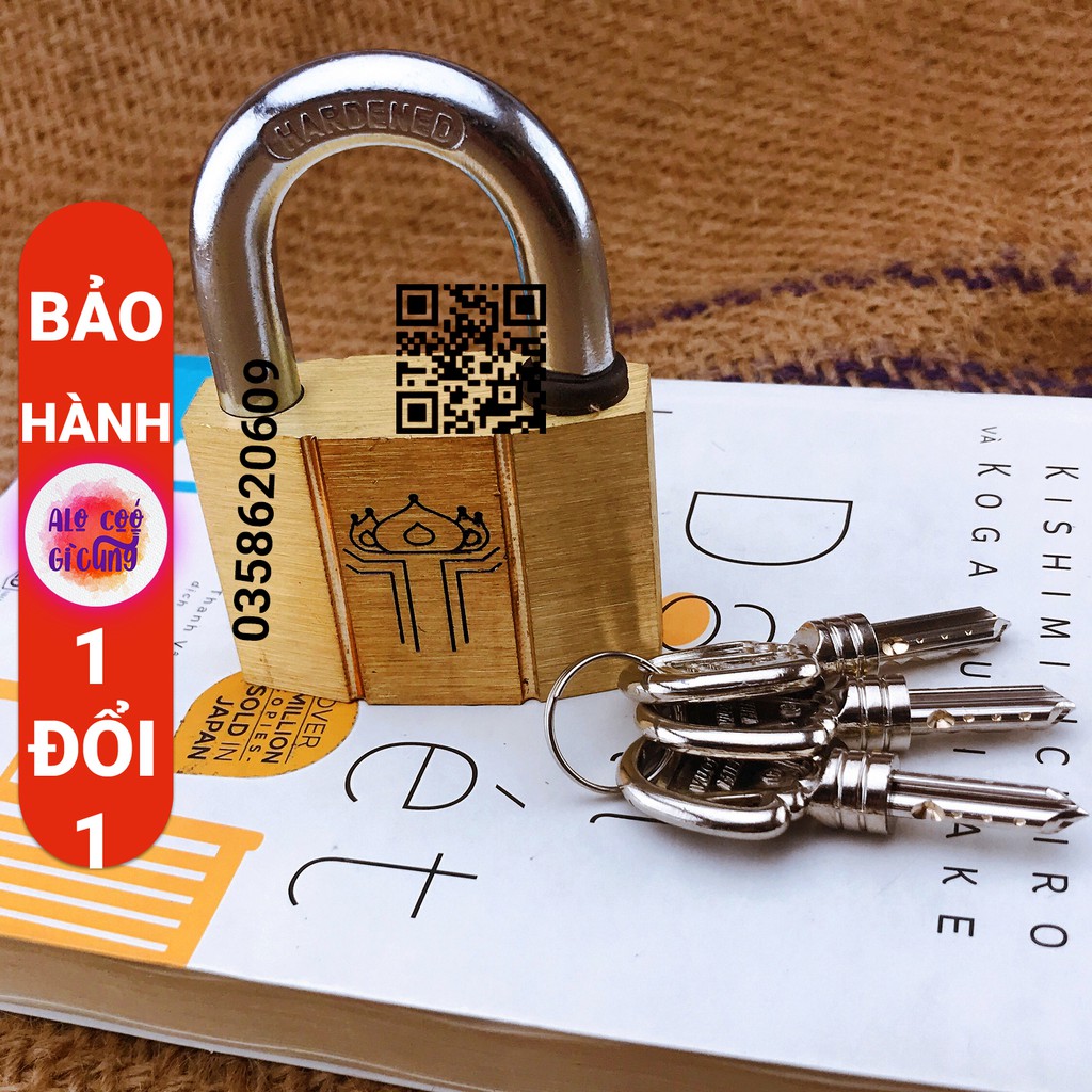 Ổ Khóa 50mm Chống Trộm 7,5 x 5 cm Vương Miệng Đồng Thau Nguyên Khối ,Sử Dụng Cho Khóa Cửa Nhà , Khóa Tủ , Khóa Phòng