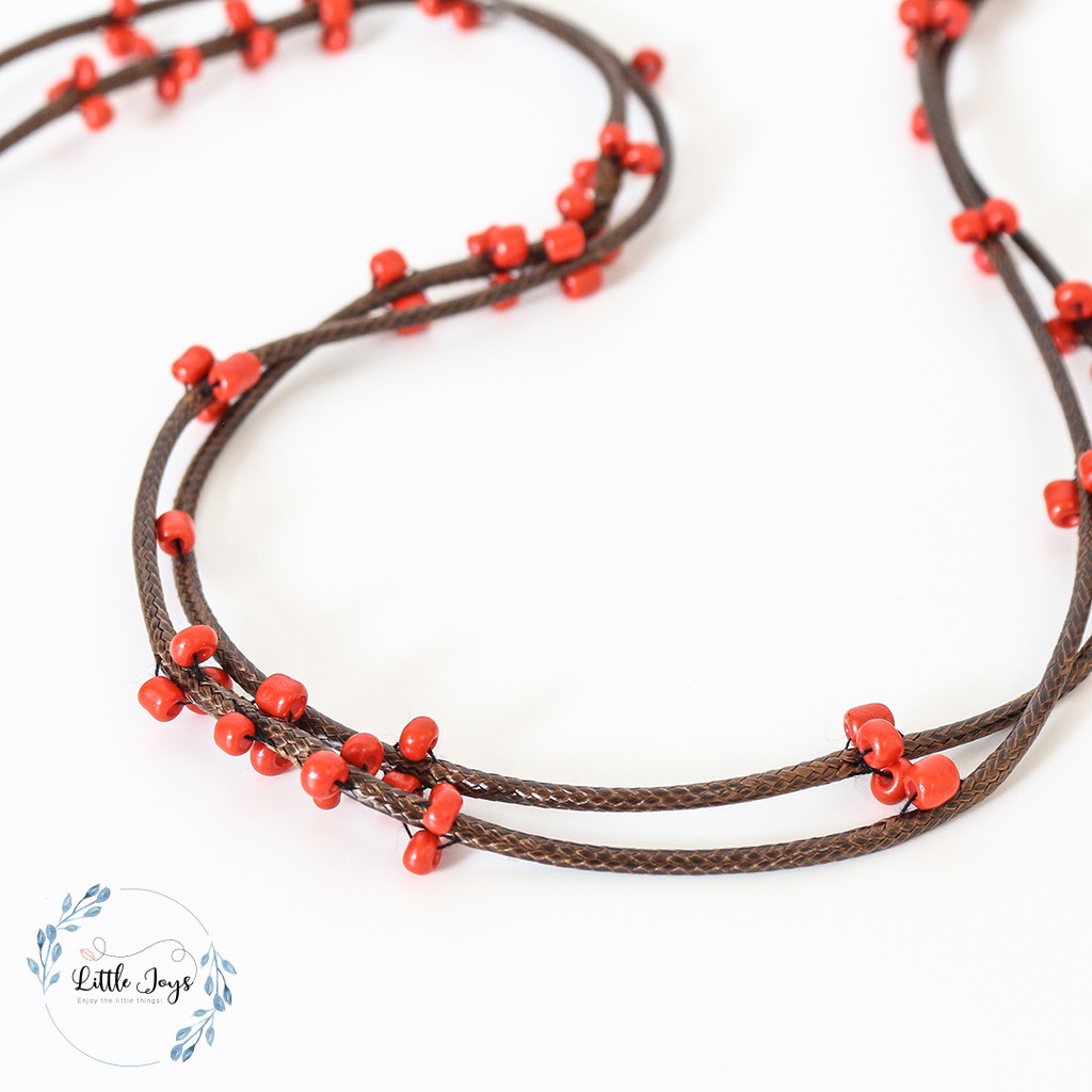 Vòng tay nhiều lớp phong cách Bohemian vòng tay hoa đỏ li ti
