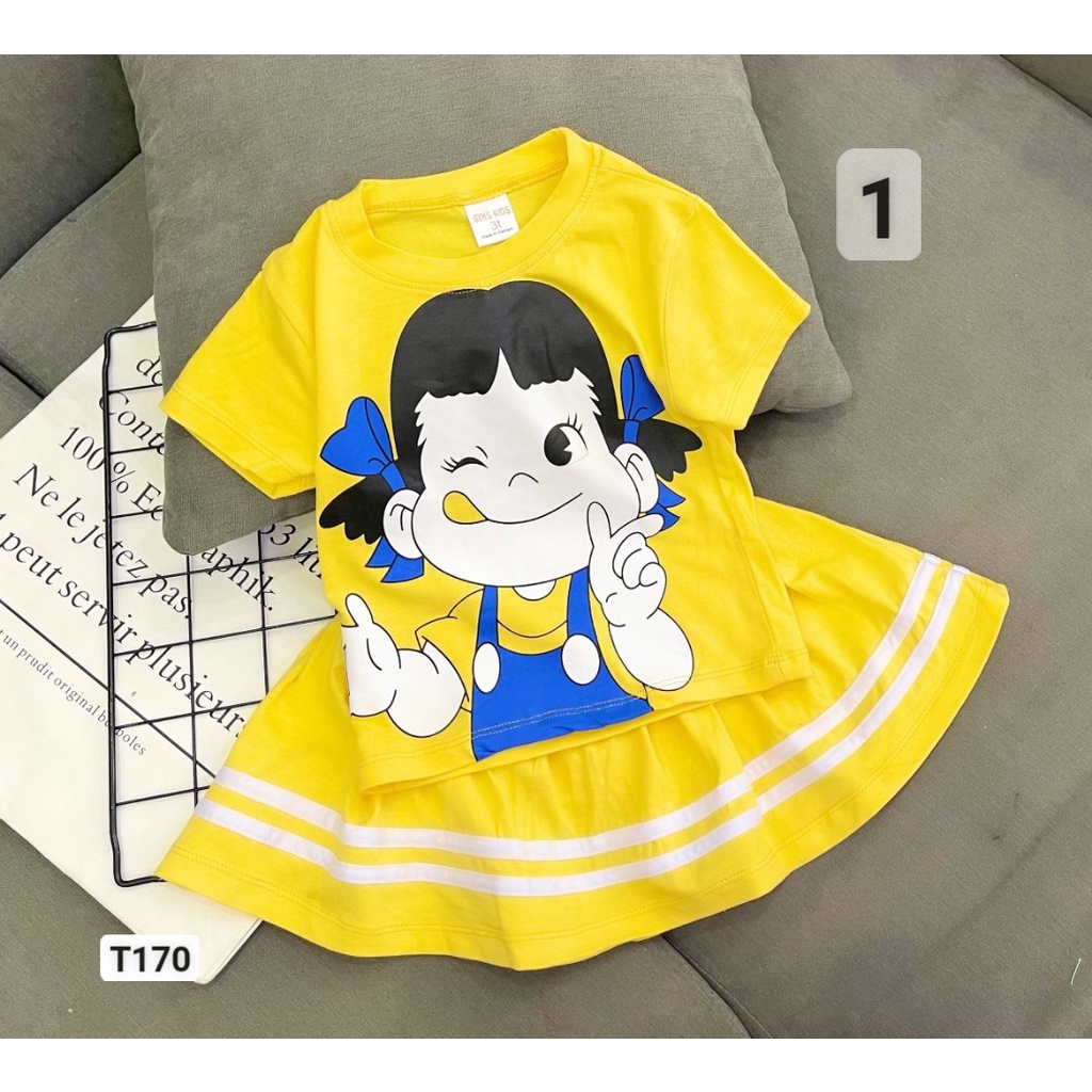 T170 Set bộ váy bé gái size đại chất cotton mặc mát [22 40kg]