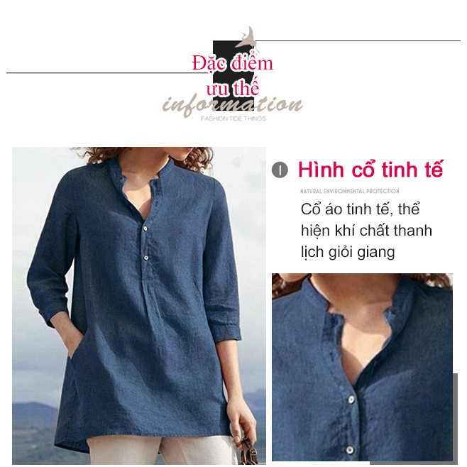 Summer 5-point Sleeves Women's Shirt Solid Color Cotton And Linen Stand Collar Button Loose Large Size Tops | BigBuy360 - bigbuy360.vn